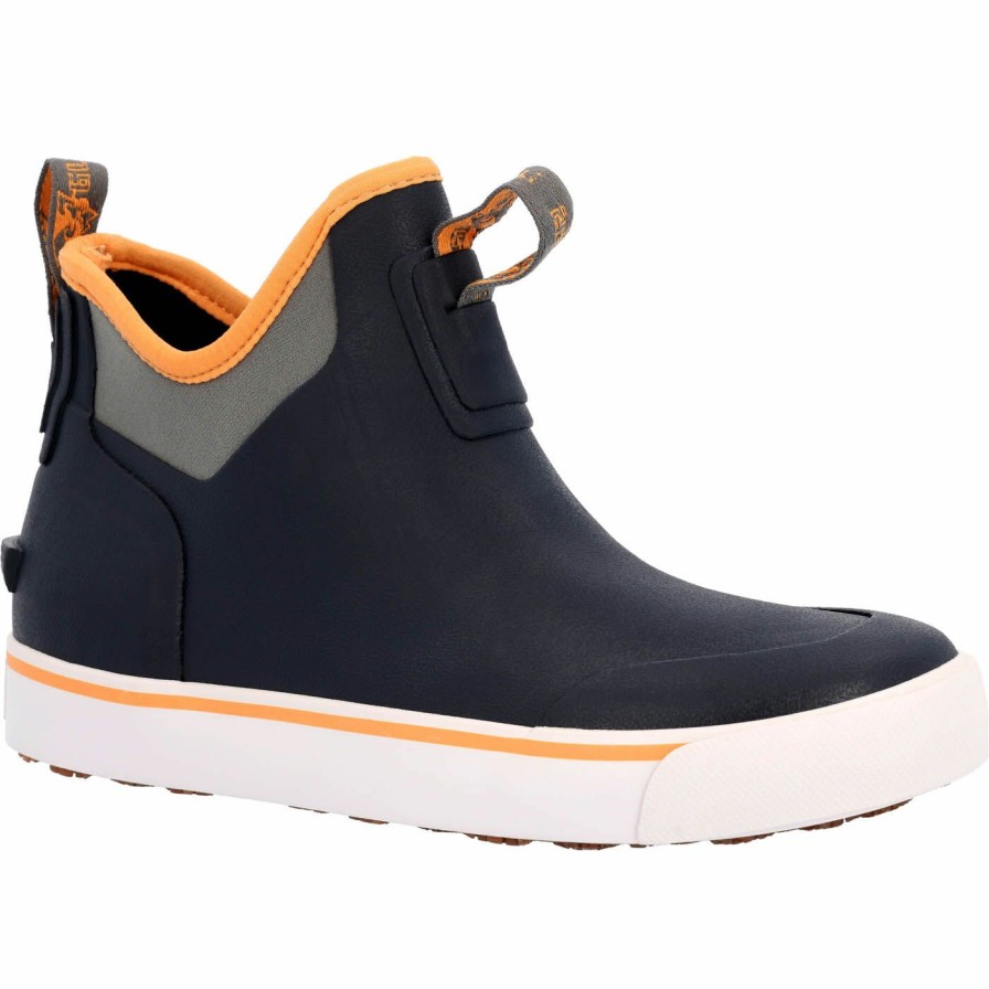 Kids * | Rocky Big Kids Dry-Strike Waterproof Navy & Orange Deck Boot Promotion