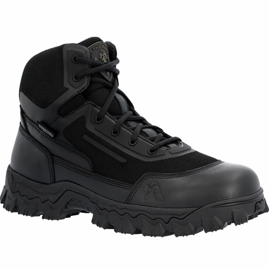 Mens * | Rocky Alpha Tec 6 Black Side Zip Waterproof Public Service Boot Best-Selling